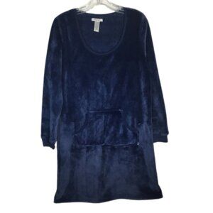 Nautica Sleepwear soft fleece blue Nightgown Fleece Kangaroo pocket M